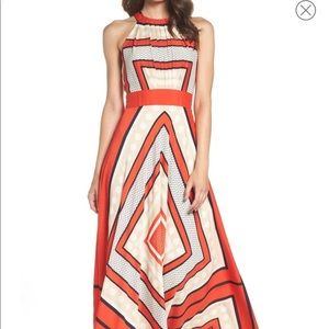 Eliza J chiffon scarf print maxi dress